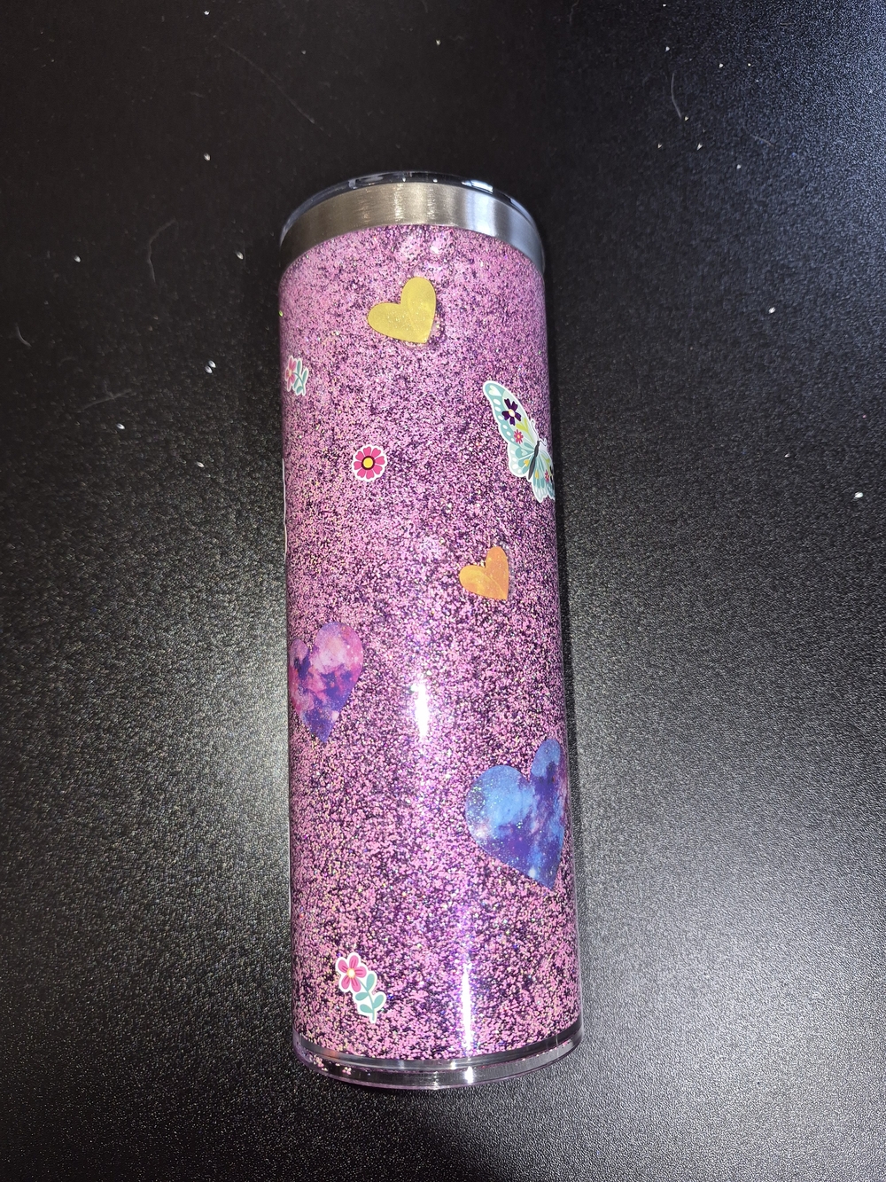Pink Glitter Heart Stainless Travel Tumbler - Women Bath & Body